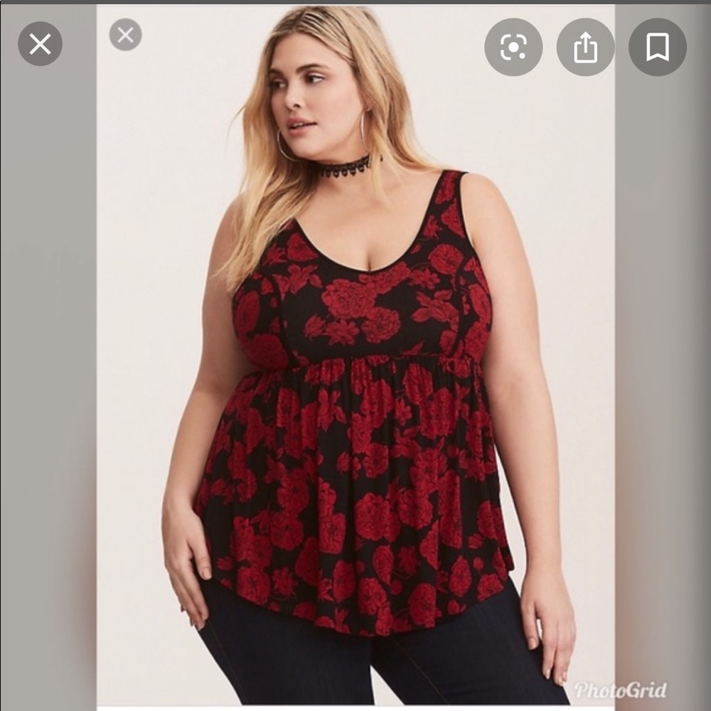 Torrid Size 4 Red Rose Babydoll Tank